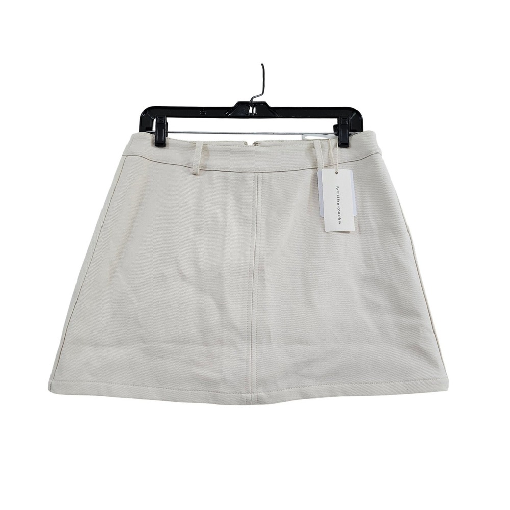 Commense Skort Women Large Cream Solid Twill Mini High Waist Built In Shorts NWT